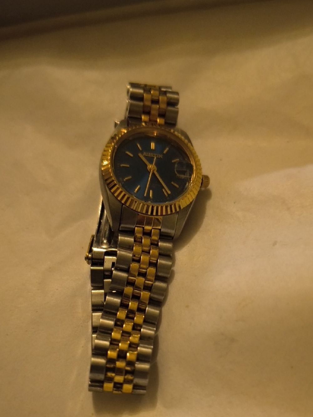 Austin Reed Two-Tone Gold & Silver Bracelet Watch with Blue Dial